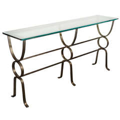 Exceptional Wrought Iron Console Attributed to Gilbert Poillerat