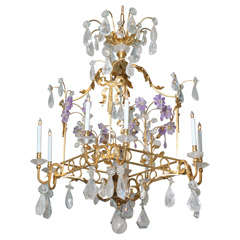A beautiful rock crystal and amethyst cage chandelier