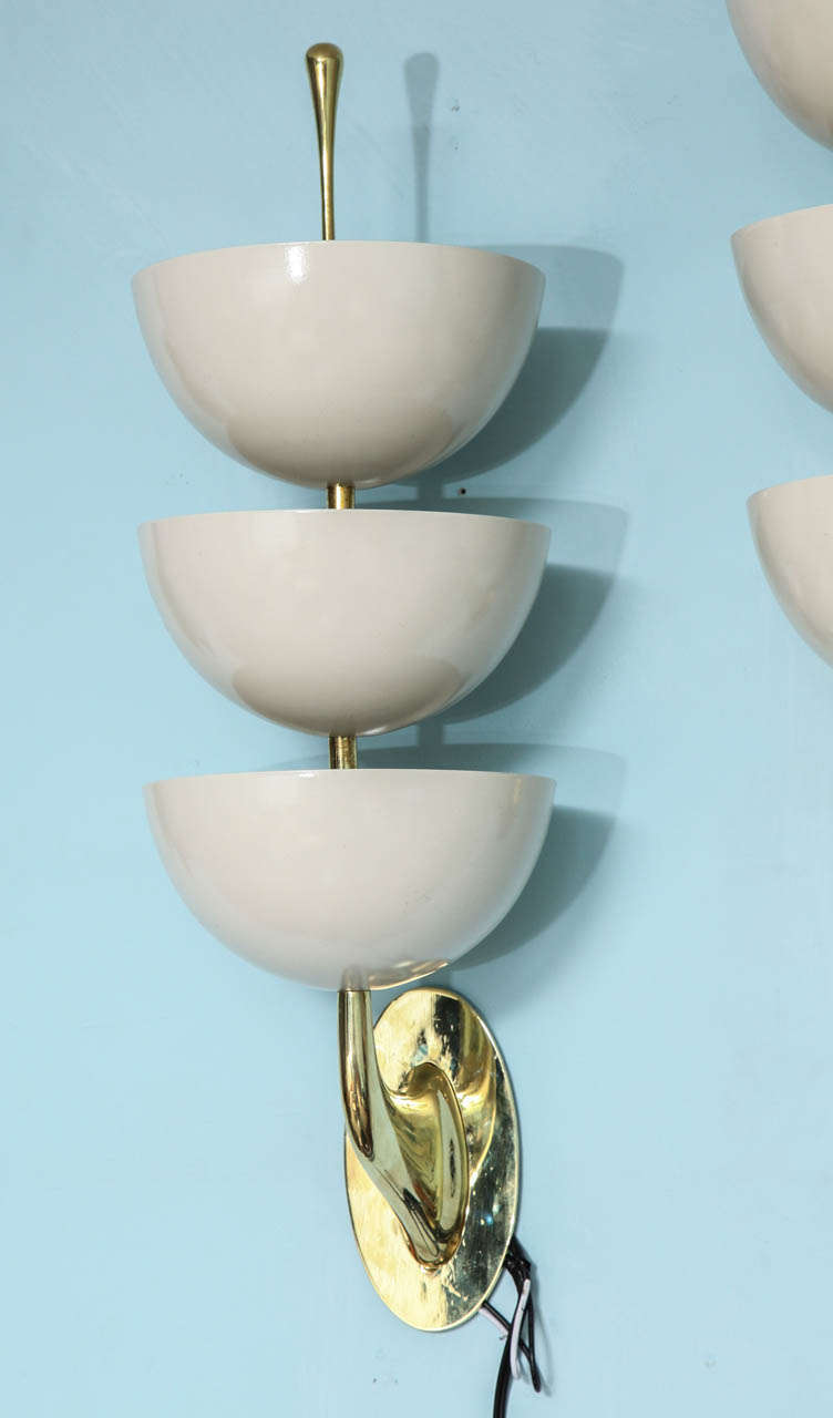 Mid-20th Century Pair of 3-Cup Sconces by Stilnovo