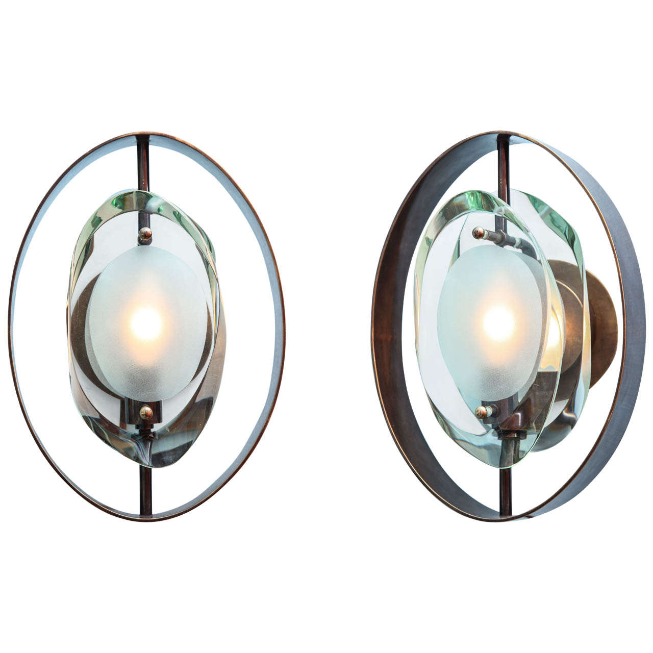 Rare Pair of Sconces, Model # 2240 by Max Ingrand for Fontana Arte