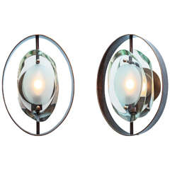 Rare Pair of Sconces, Model # 2240 by Max Ingrand for Fontana Arte