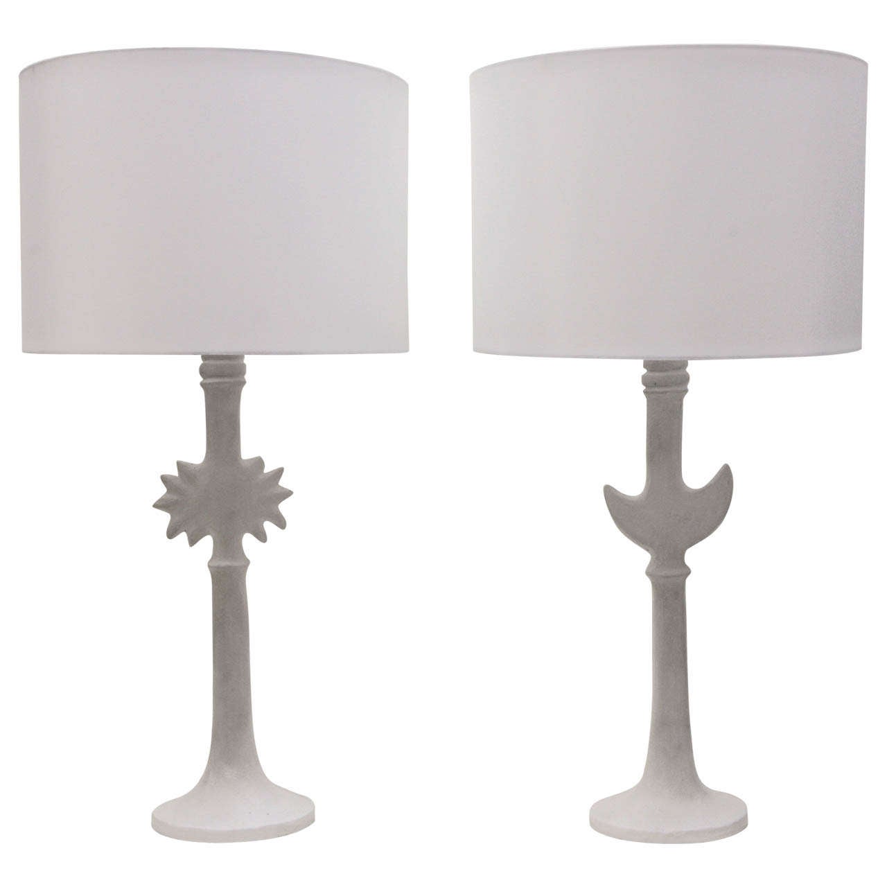 Pair of Sirmos Sun & Moon Table Lamps after Diego Giacometti