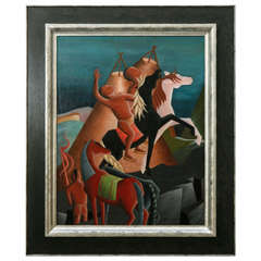 Modernist Painting by Mona Kucker, circa 1940s 6