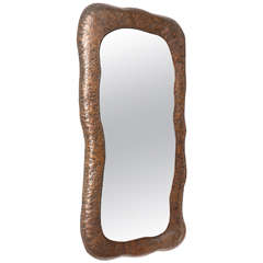 Italian Free Form Copper Frame Mirror Made in 1960