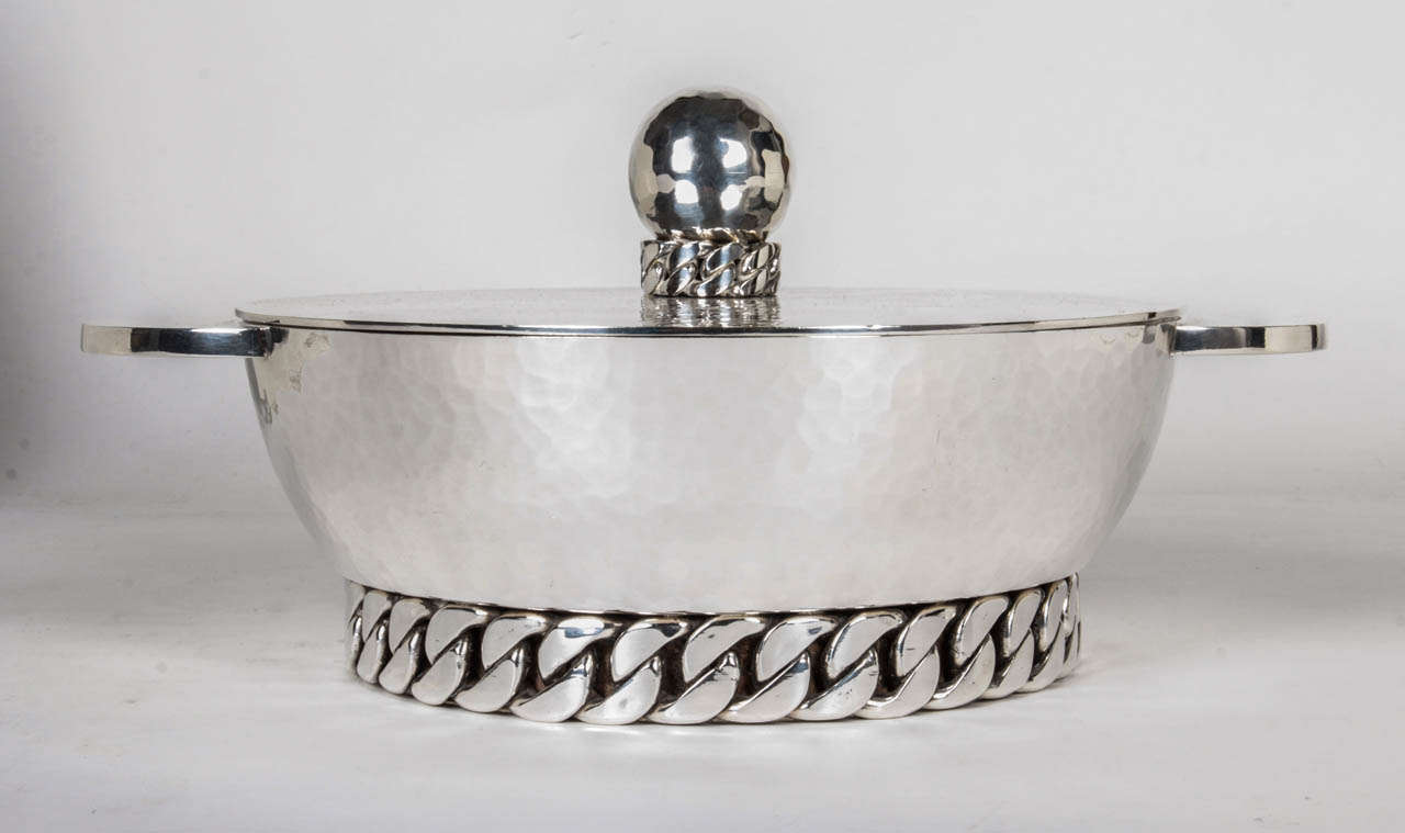 Jean Despres, French Art Deco Modernist Covered Centerpiece, circa 1940