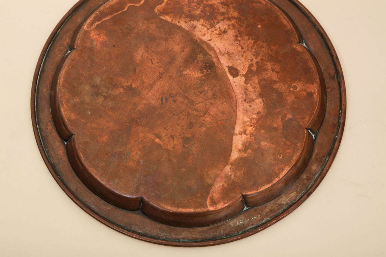Art Deco Dinanderie Copper Tray by Luc Lanel for Christofle 2