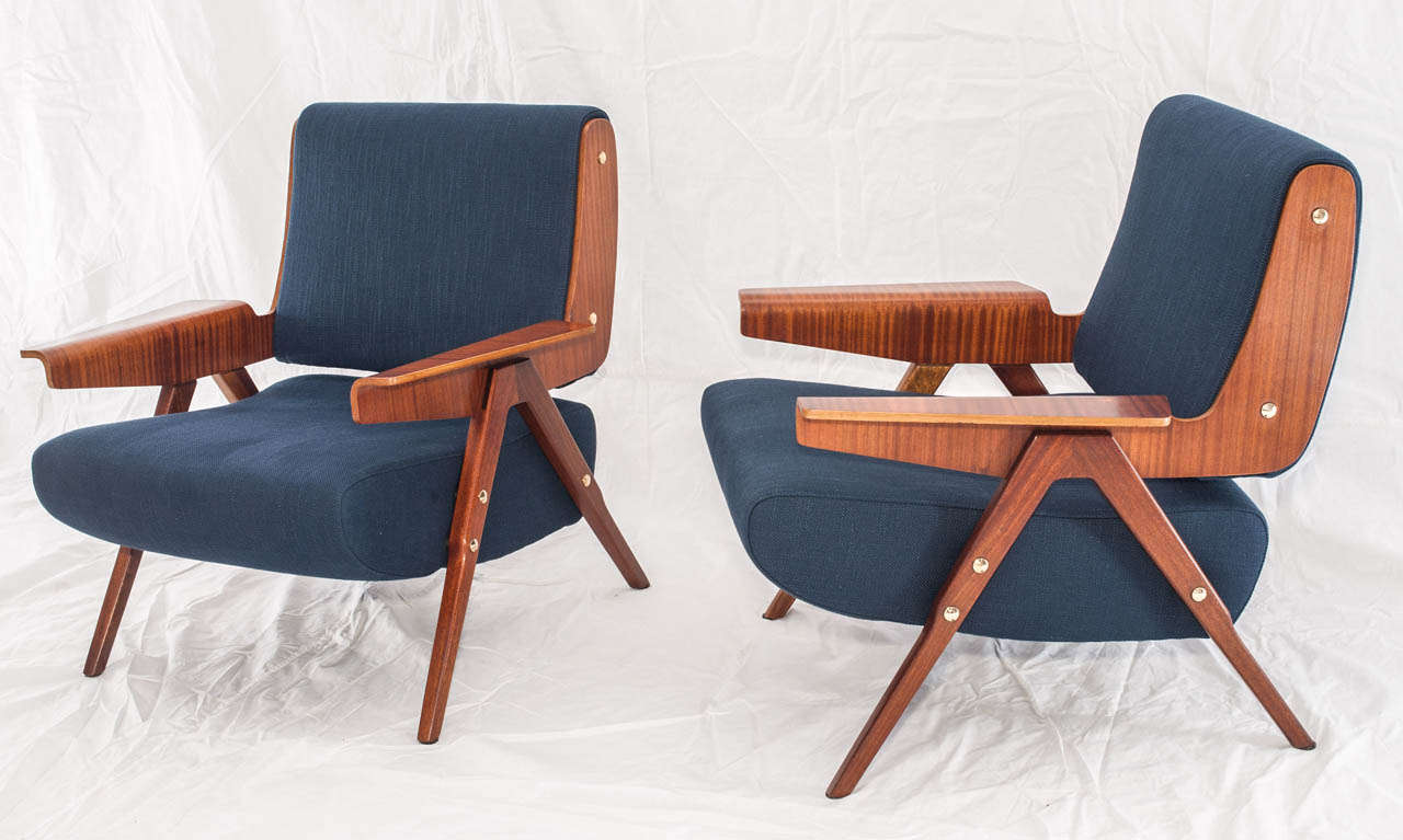 A pair of Gianfranco Frattini by Cassina armchairs, 1955.