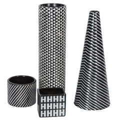 Black & White Grouping of Ceramic Vases by Stig Lindberg for Gustavsberg