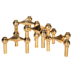 Gold-Plated Modular Candelabra by Cesar Stoffi for Nagel