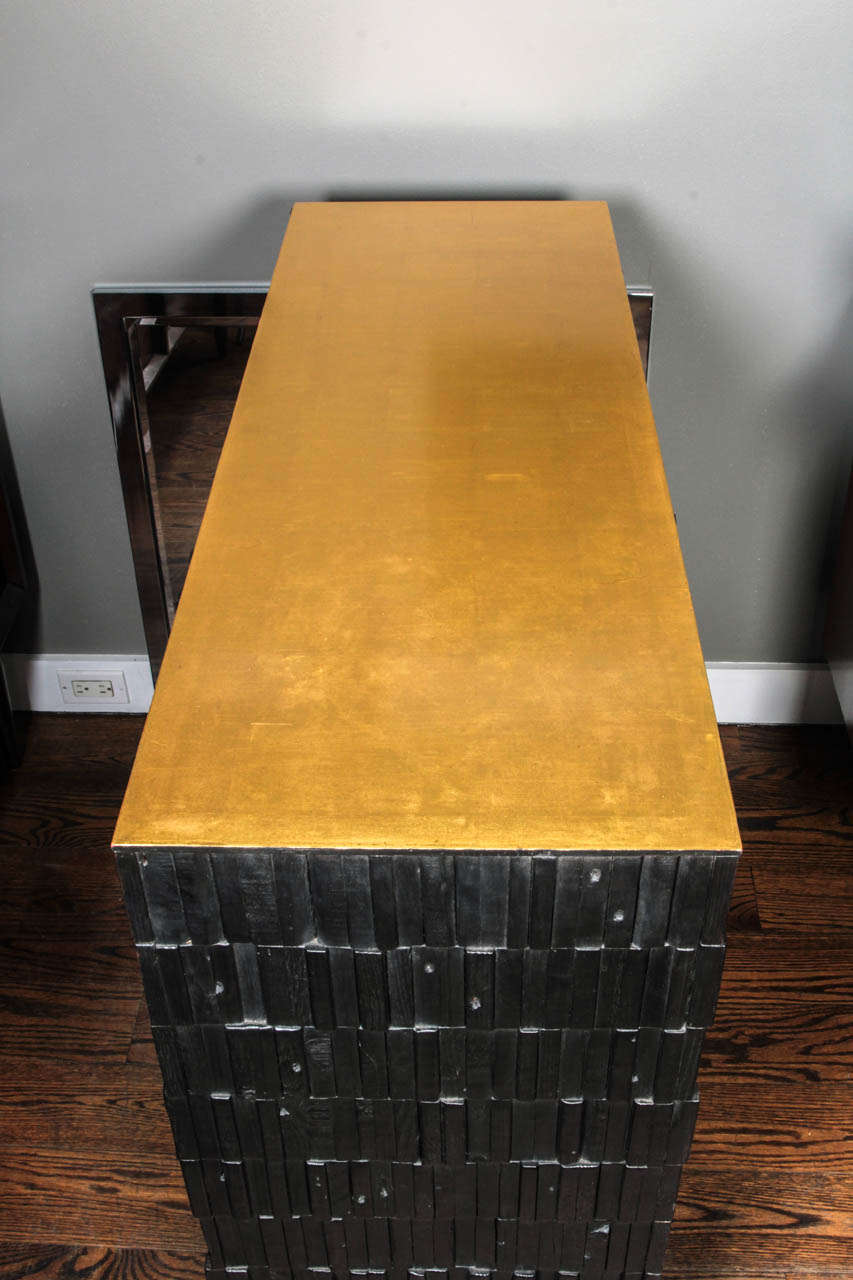 American Reclaimed Wood Console with Gold-Leaf Top