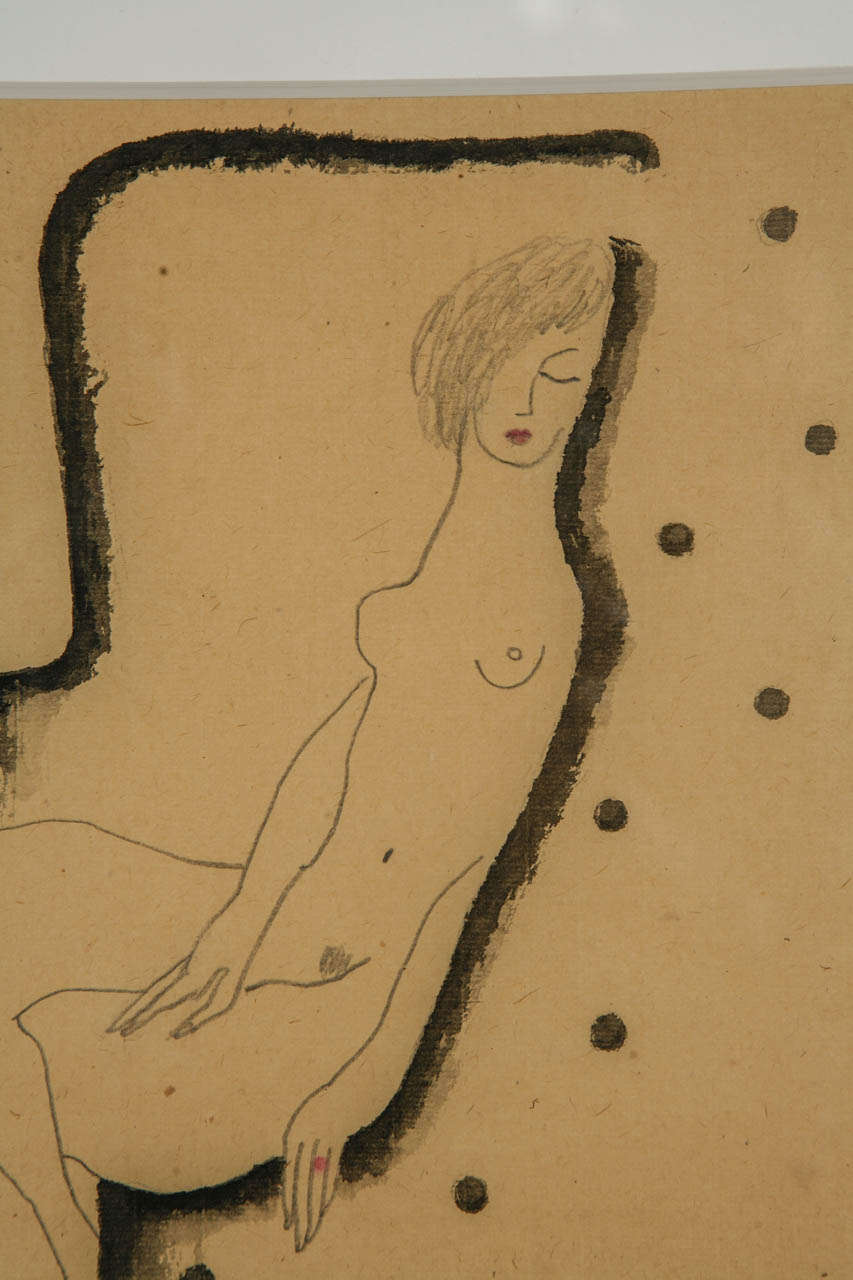 Paper Mixed Media Drawing, Nude