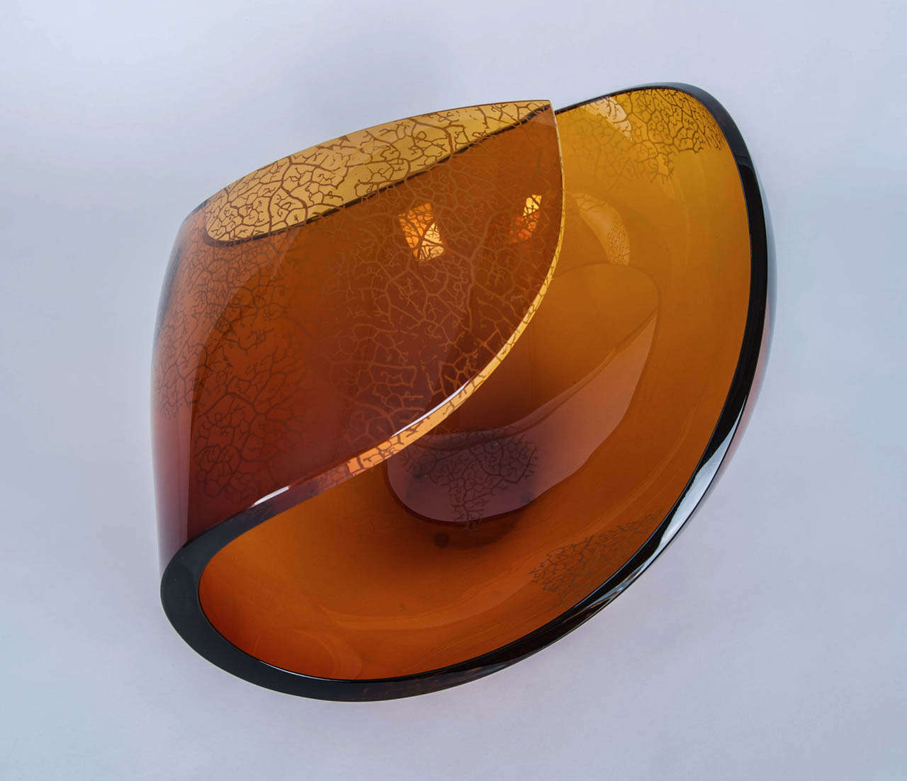 Blown Glass Gold Cut Planet Sculpture by Lena Bergstrom
