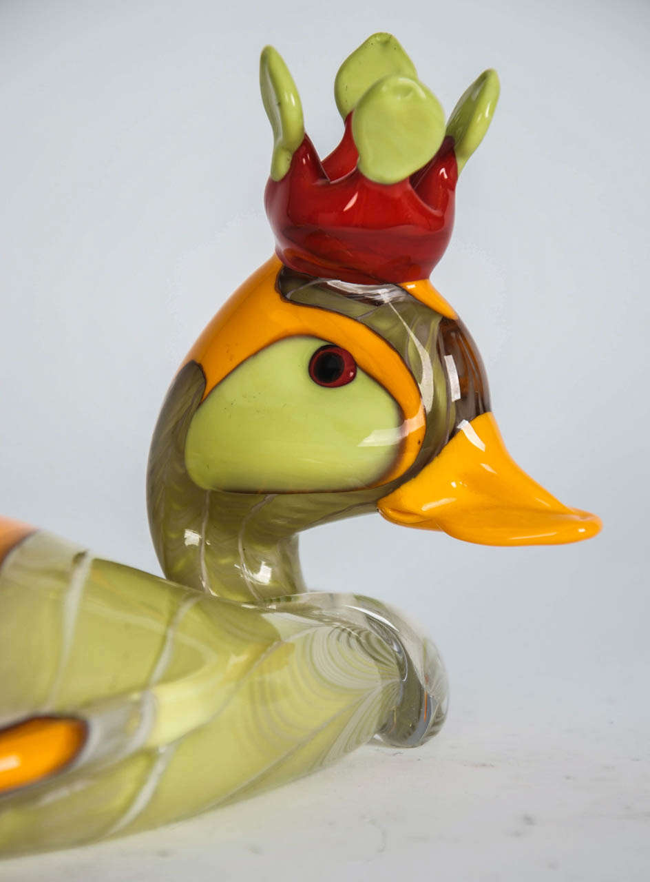 Contemporary Multi-Coloured Glass Ducks