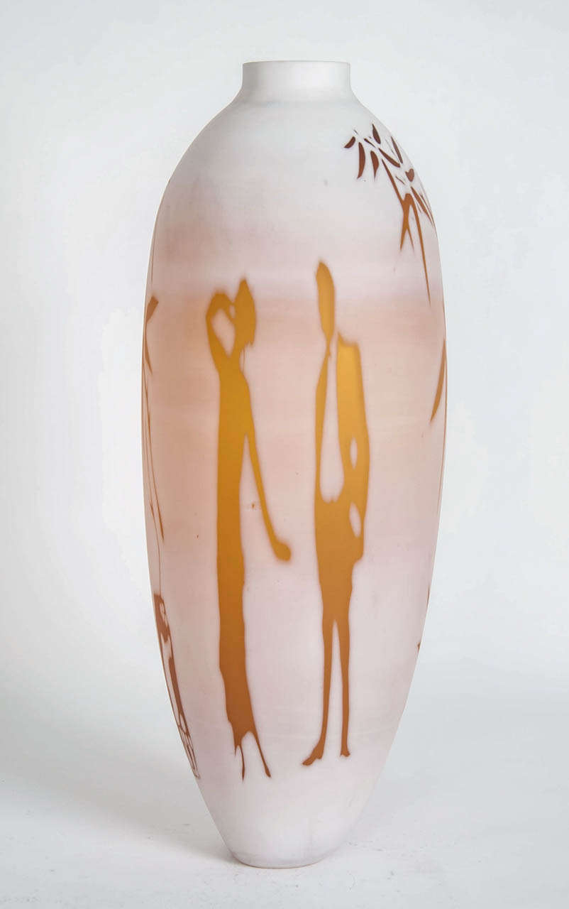 British Dorchester Cameo Vase, a glass artwork in alabaster & gold by Sarah Wiberley
