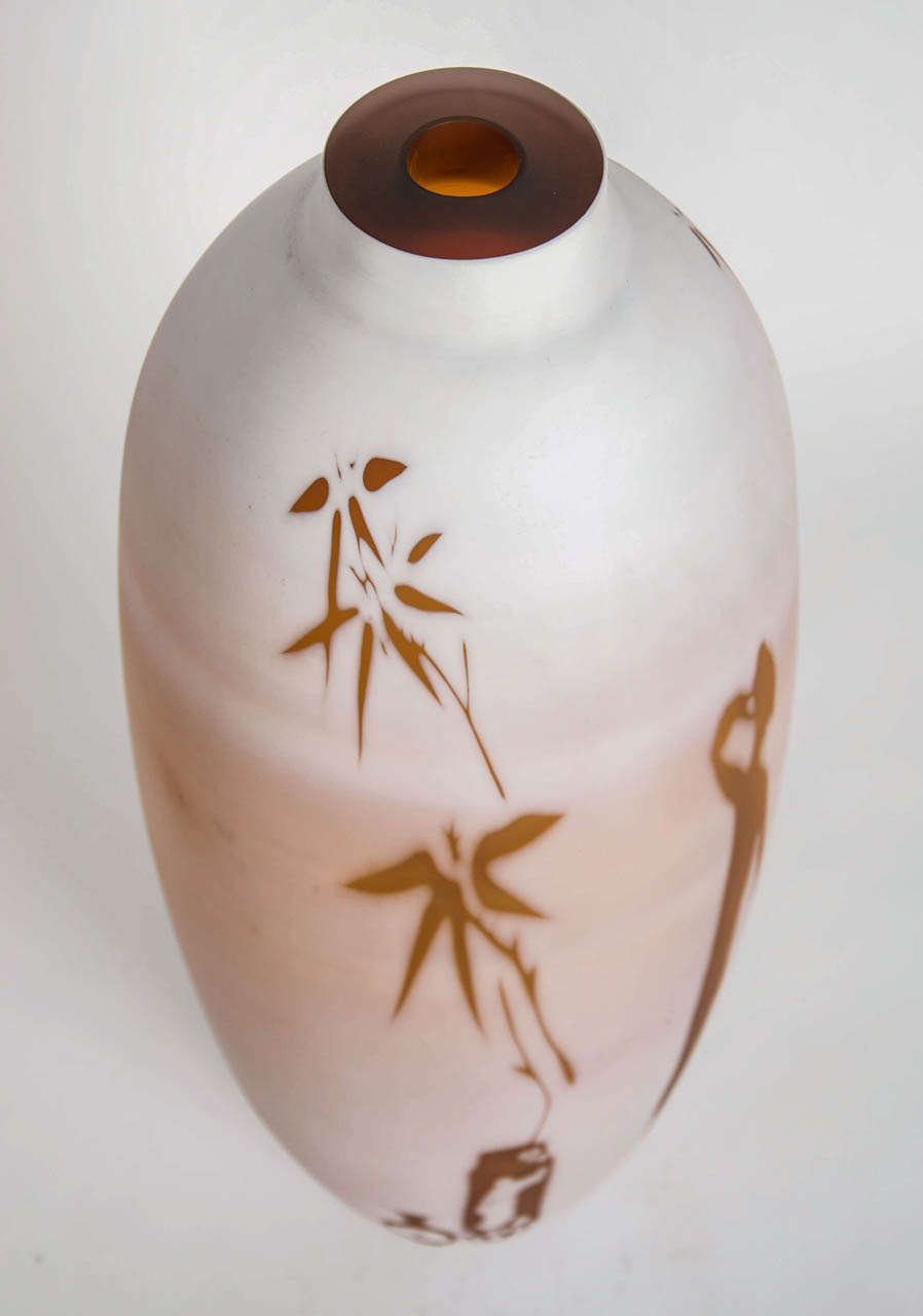 Art Glass Dorchester Cameo Vase, a glass artwork in alabaster & gold by Sarah Wiberley