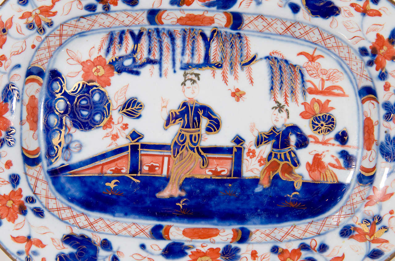 Early 19th Century Pair of Antique Imari Tureens with a Chinoiserie Design of Imari Colors