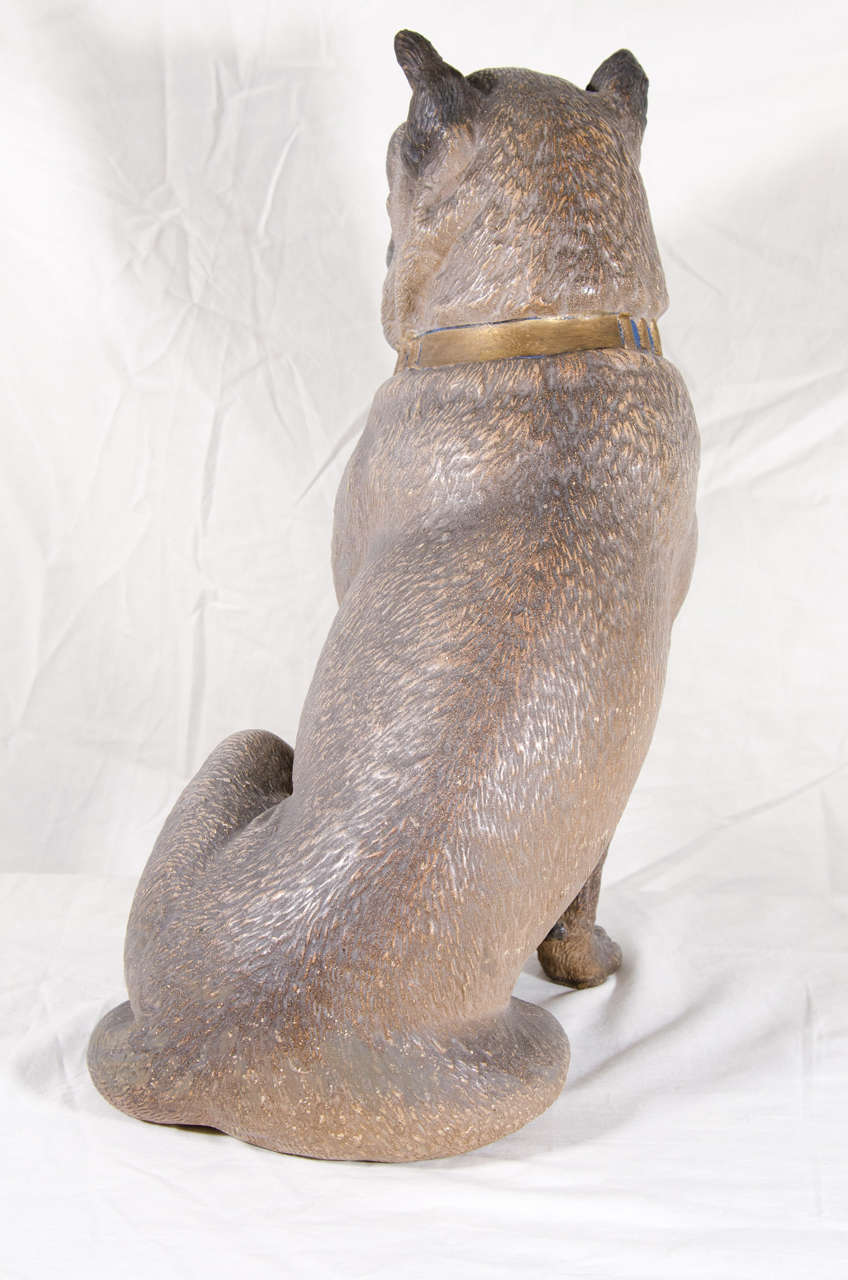 Terracotta Pug Dog Sculpture Terra Cotta 