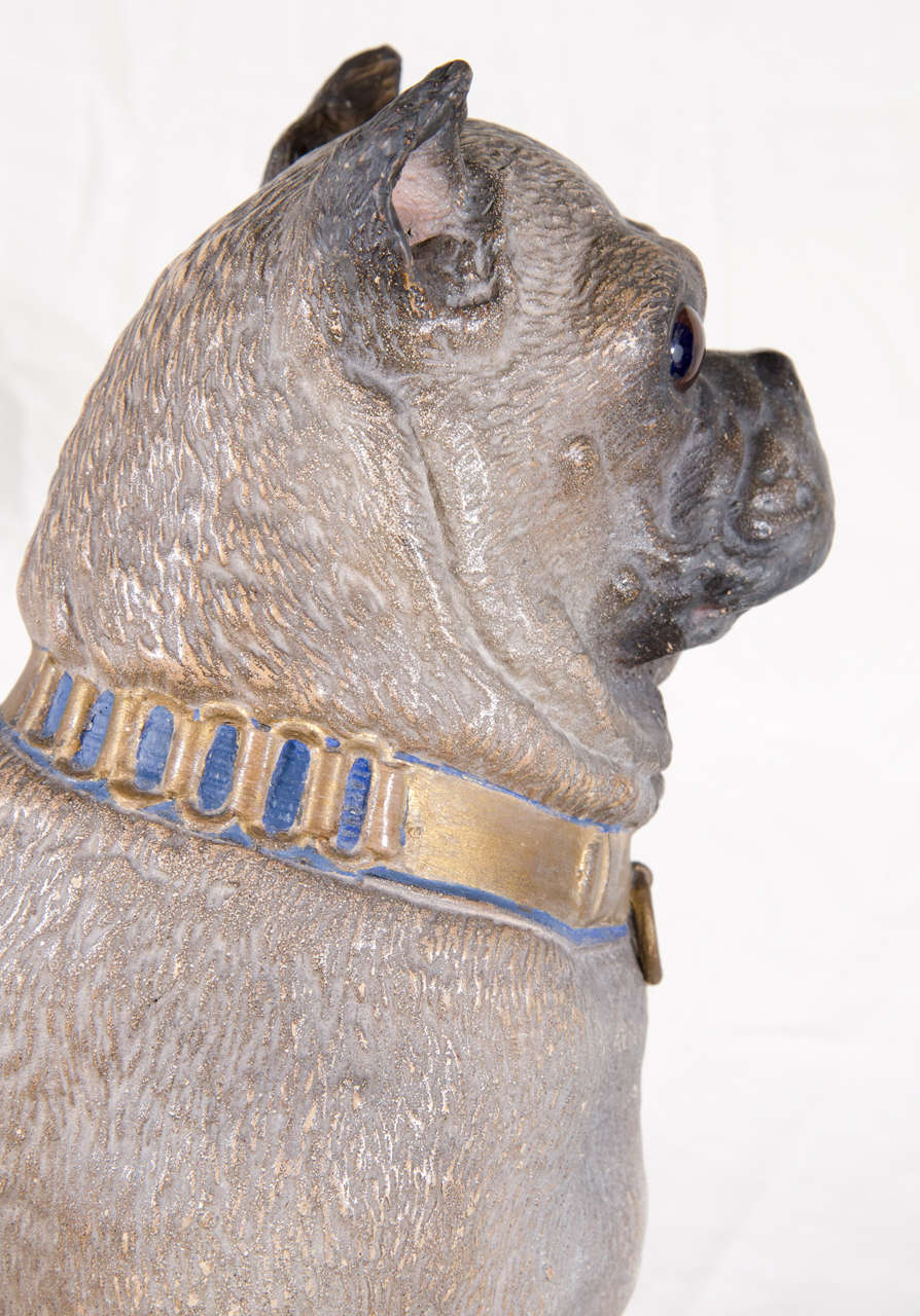 Pug Dog Sculpture Terra Cotta  In Excellent Condition In Katonah, NY
