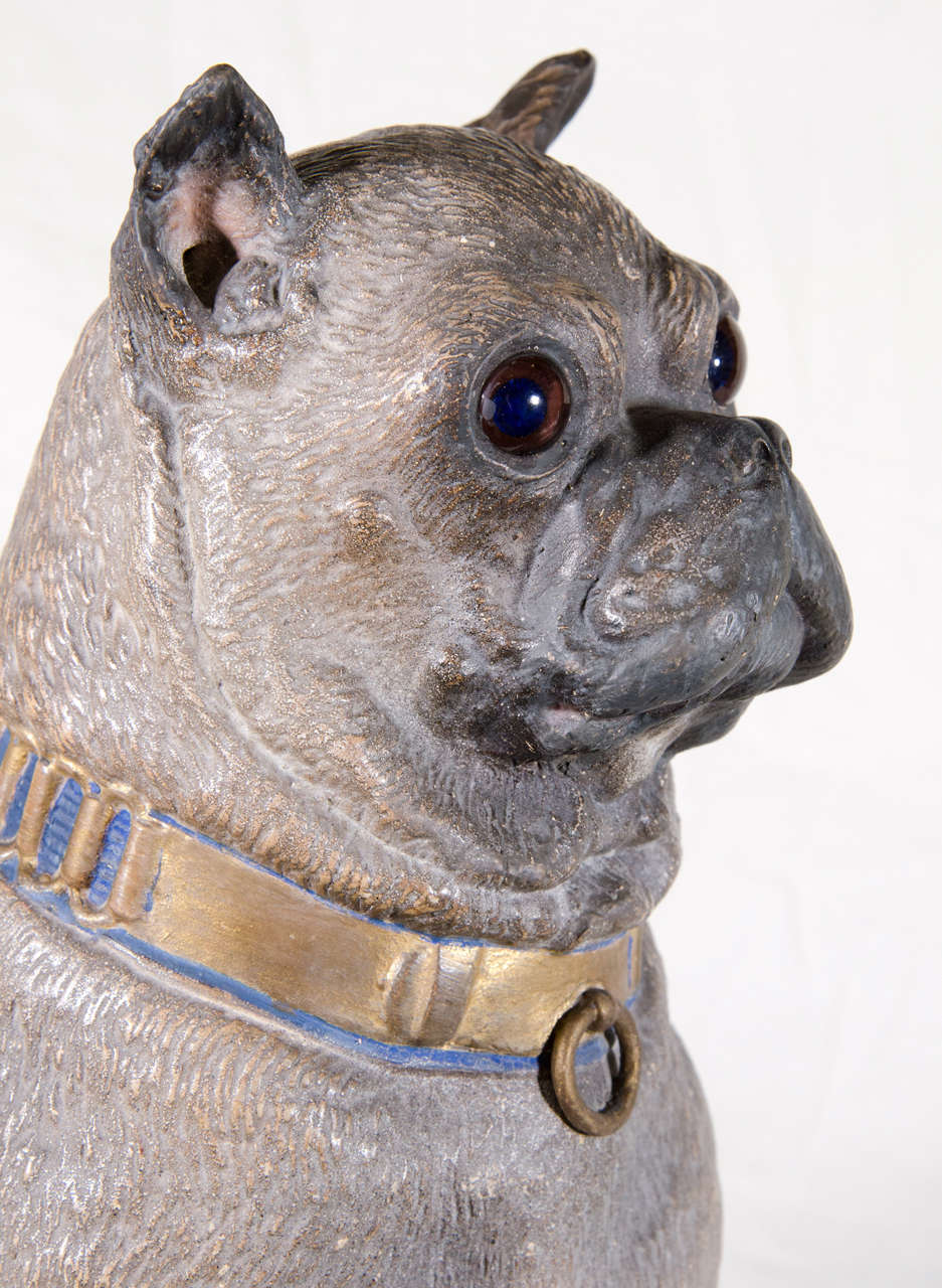 High Victorian Pug Dog Sculpture Terra Cotta 