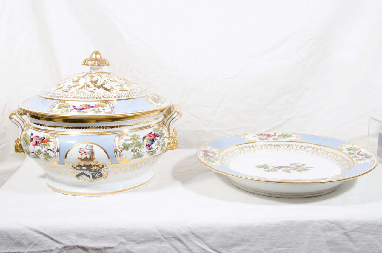 Early 19th Century Chamberlain's Worcester Tureen with Armorial of Prescott Family