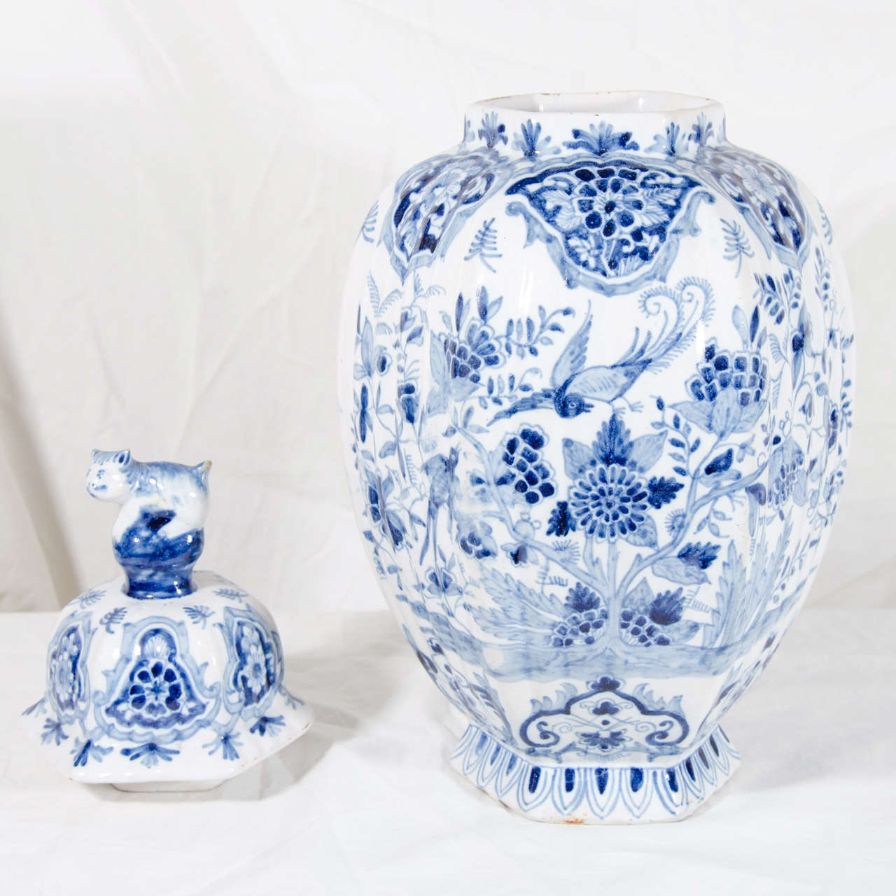 Pair of Dutch Delft Covered Vases 2