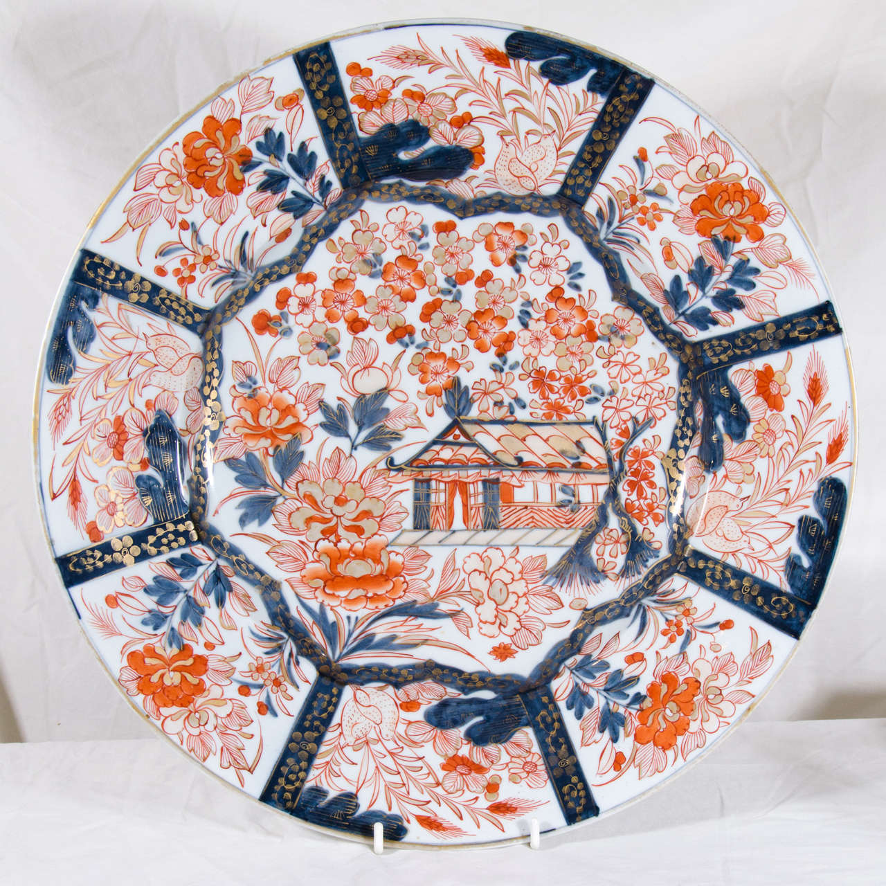 Large French Porcelain Charger Painted in the Imari Styles