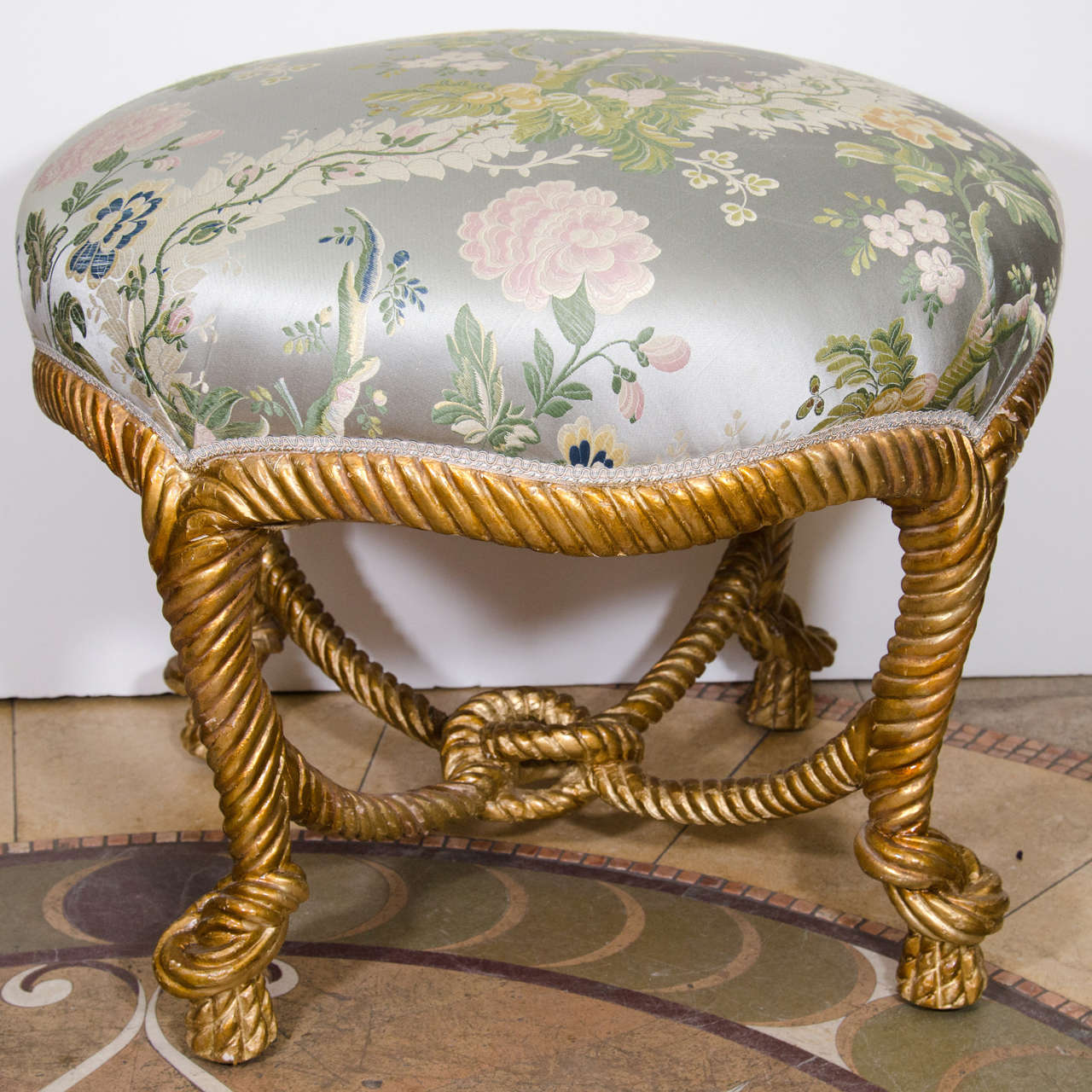 Giltwood Rope and Tassel Pouf