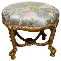 Giltwood Rope and Tassel Pouf