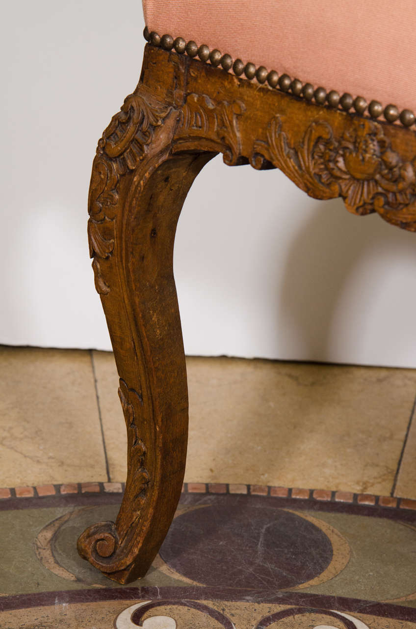 Wood Louis XV Oak Stool For Sale