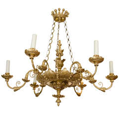 Italian Giltwood Six-Light Chandelier