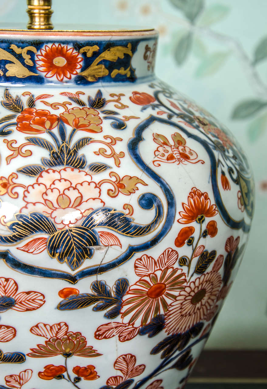 Charming Medium Sized Early 18th Century Imari Vase, Lamped 2