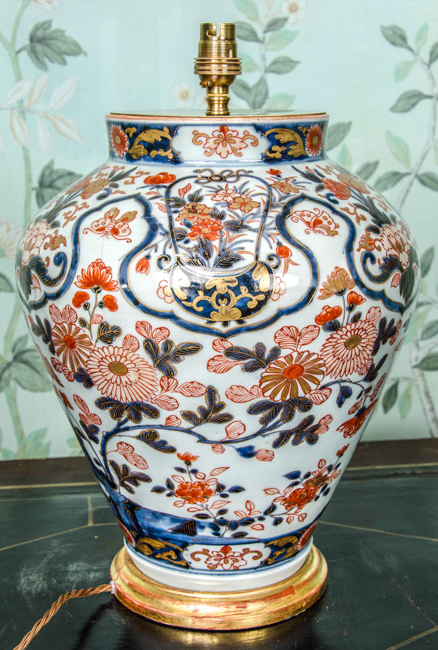 Charming Medium Sized Early 18th Century Imari Vase, Lamped 3