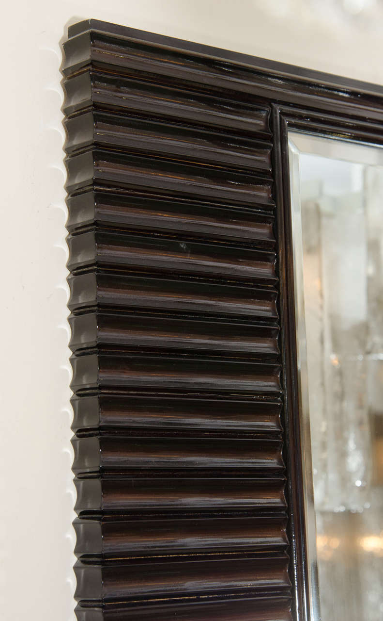 Rectangular Mirror with Lacquered Ebonized Wood Surround In Good Condition In New York, NY