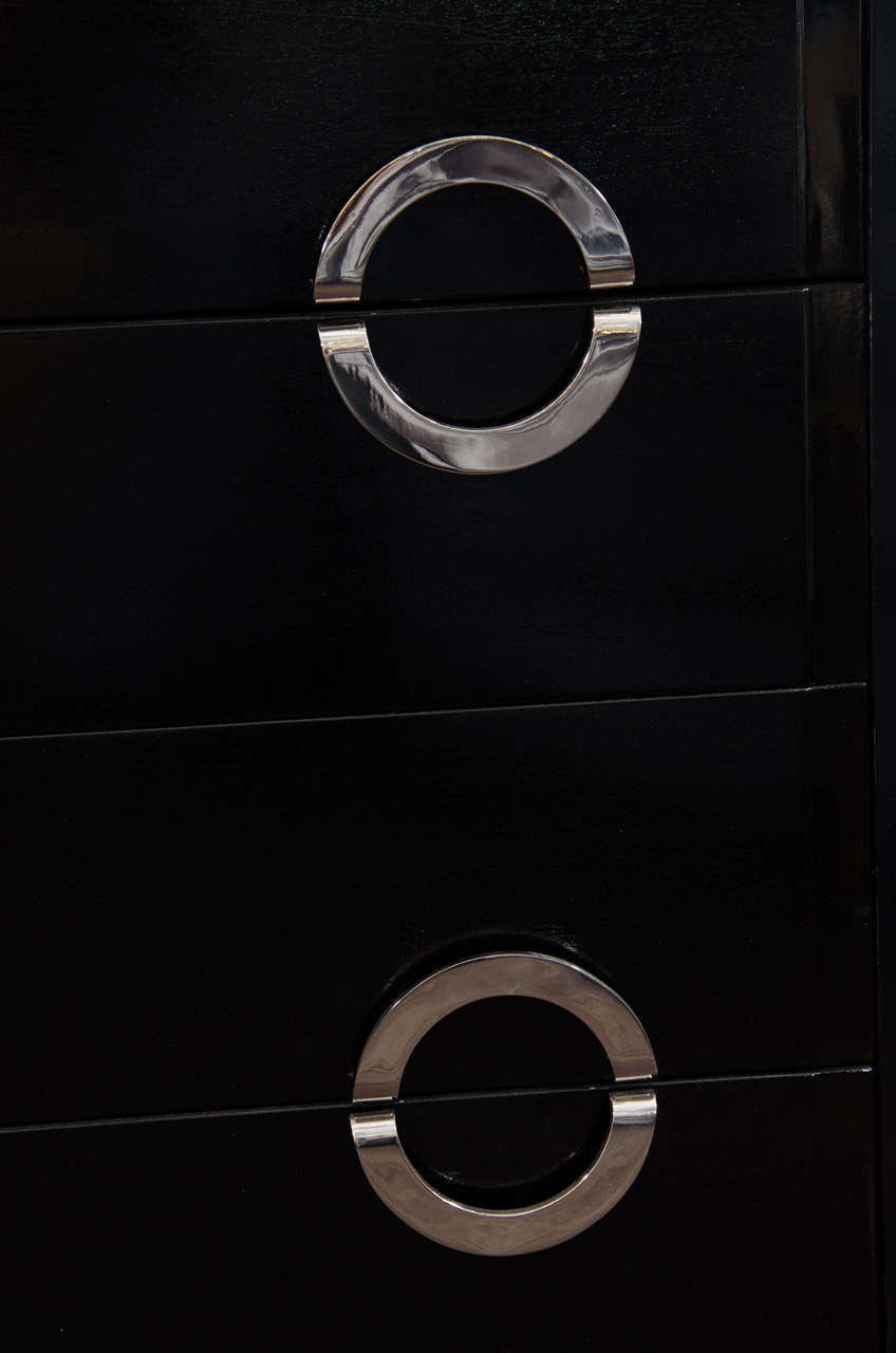 Pair of Ebonized and Nickel Dressers in the Manner of James Mont In Excellent Condition In New York, NY