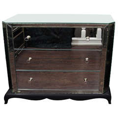 Vintage 1940s French Mirrored Dresser with Pie Crust Edges and Ebony Base