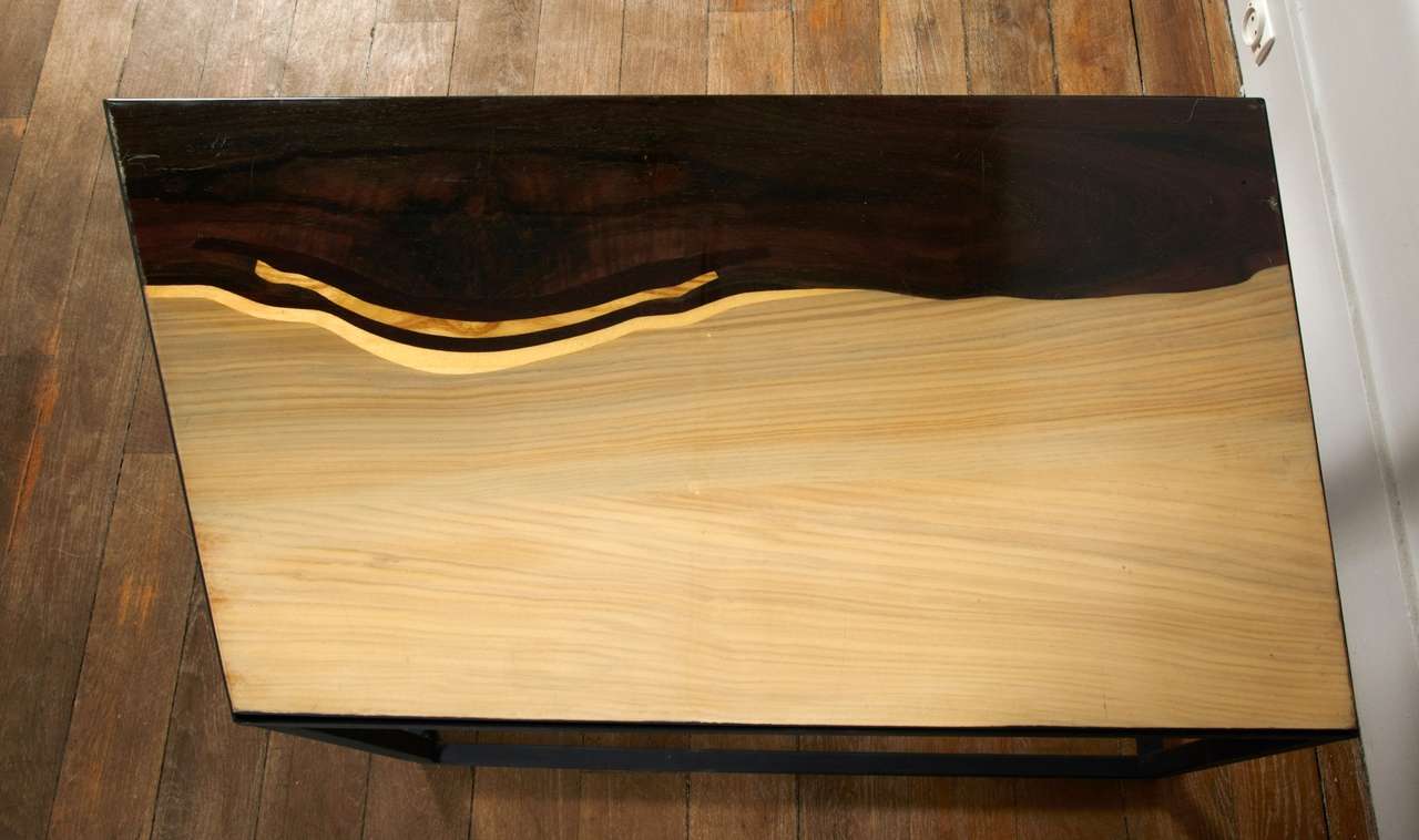 Mid-20th Century An Unusual Pair Of End  Tables Displaying Wood Veneered Tops