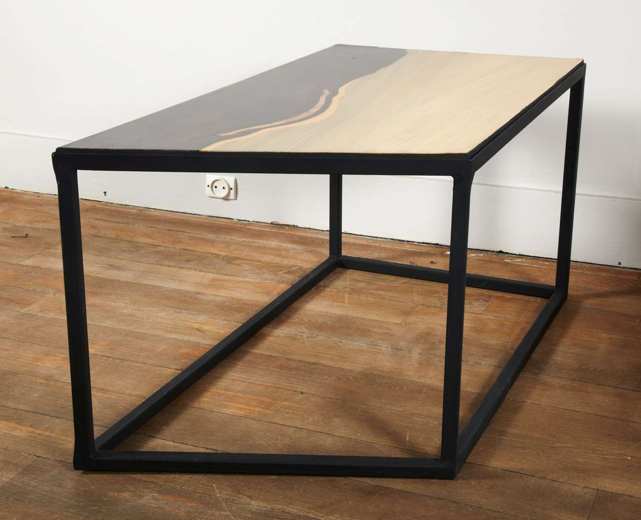 An Unusual Pair Of End  Tables Displaying Wood Veneered Tops 1