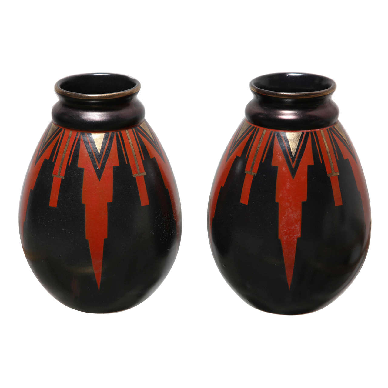 Pair of Art Deco Vases by Saint-Ghislain For Sale