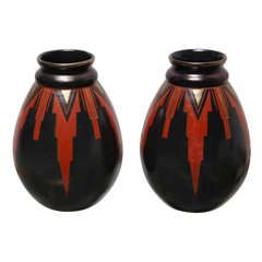 Pair of Art Deco Vases by Saint-Ghislain