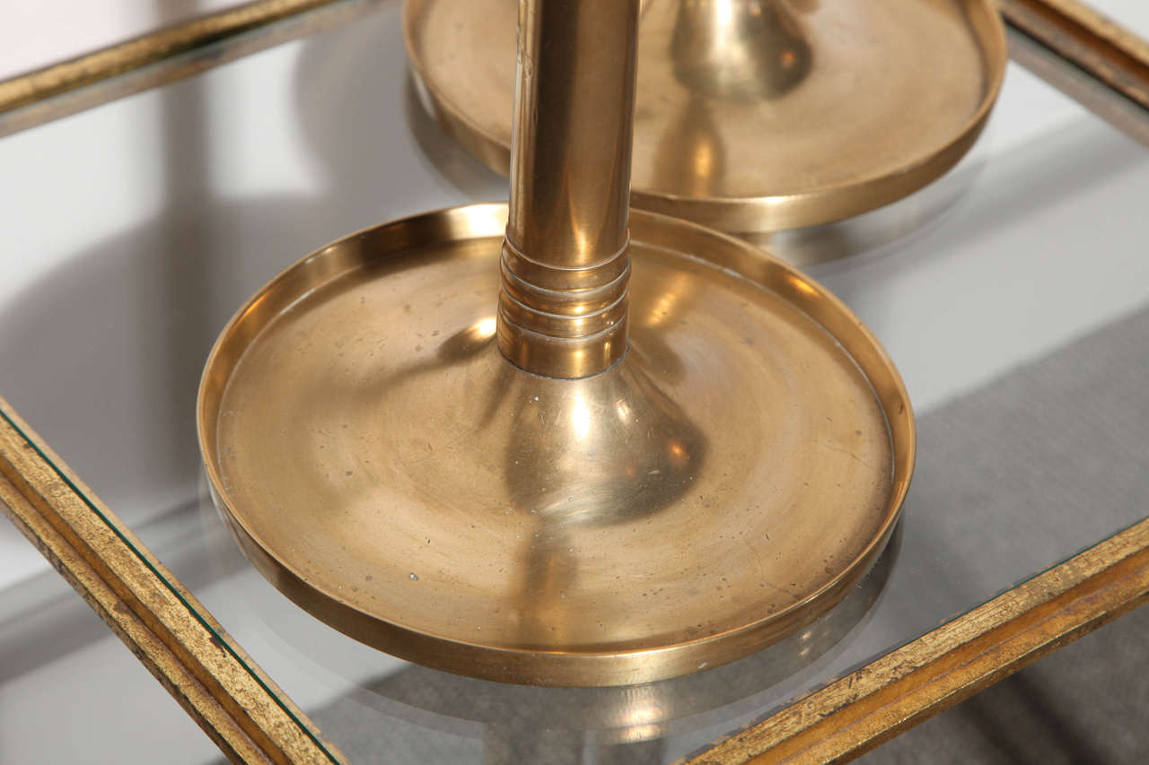 English Pair of Tall Brass Candlesticks For Sale