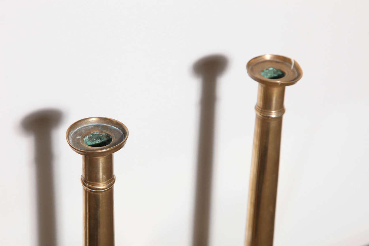 Pair of Tall Brass Candlesticks For Sale 1