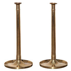 Antique Pair of Tall Brass Candlesticks