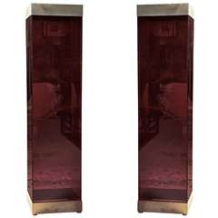 Pair of 70s French Lucite Columns