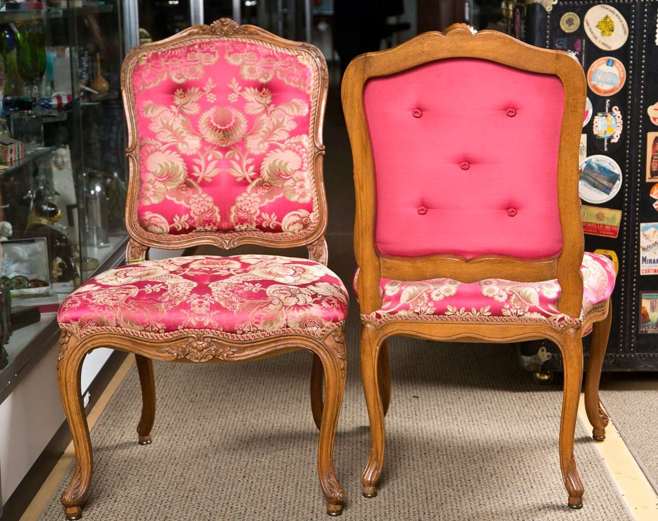 Set of Eight Louis XV Fruitwood Upholstered Dining Chairs