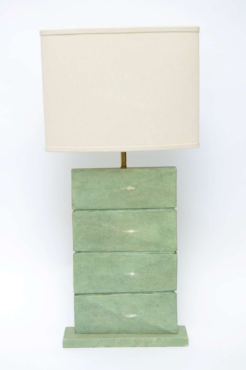 Great shagreen table lamp by R & Y Augousti.
Unique shape.
