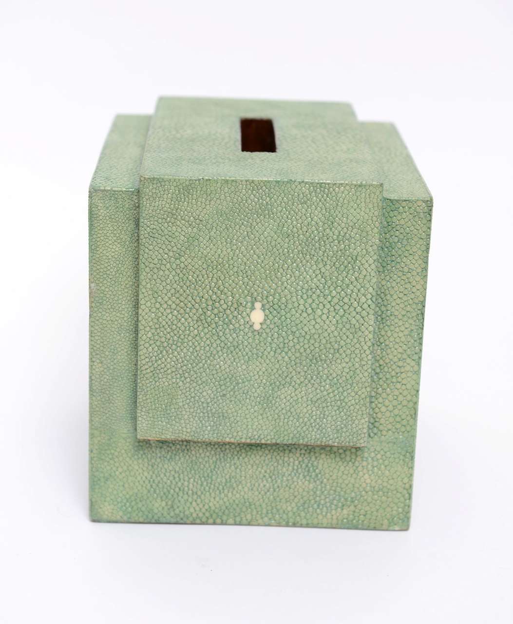 Late 20th Century Shagreen R & Y Augousti Waste Basket & Kleenex Box