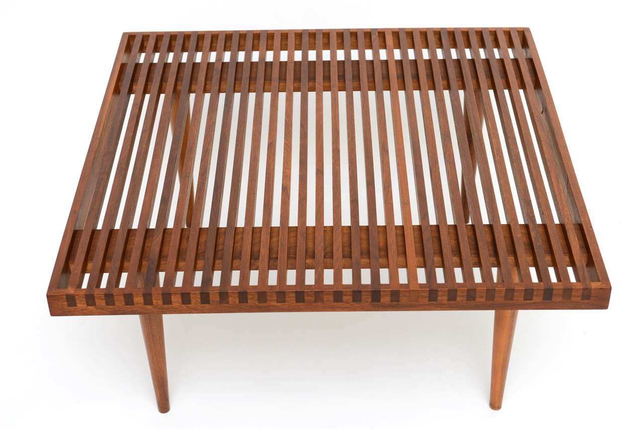 Rare Fine Danish Teak Slat Top Cocktail Coffee Table at 1stDibs