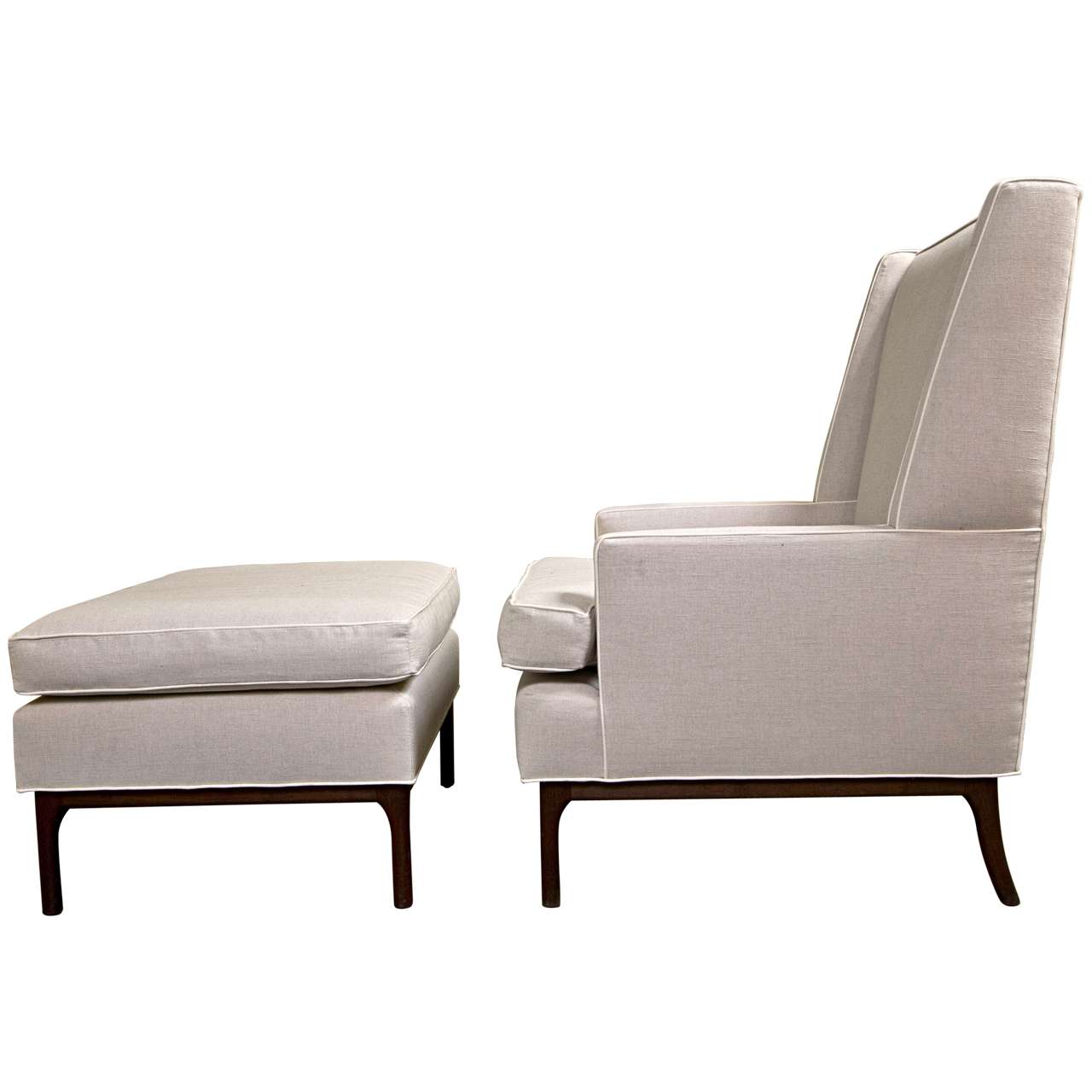 Mid Century Arm Chair and Ottoman For Sale at 1stDibs