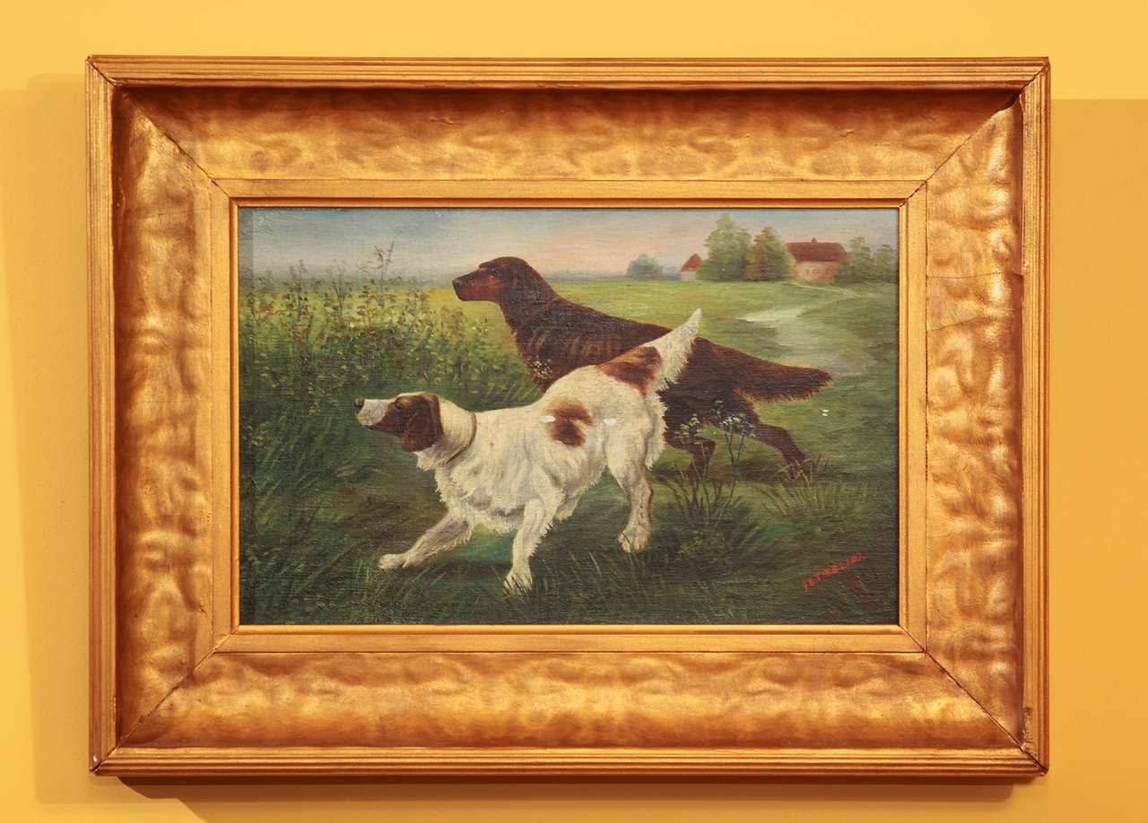American Oil Painting of Bird Dogs