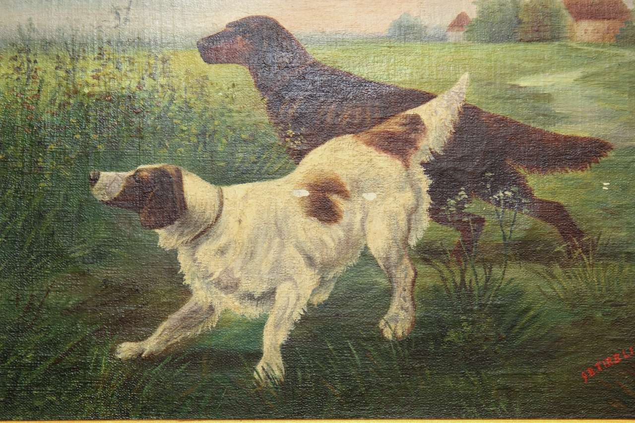 American Oil Painting of Bird Dogs For Sale at 1stDibs